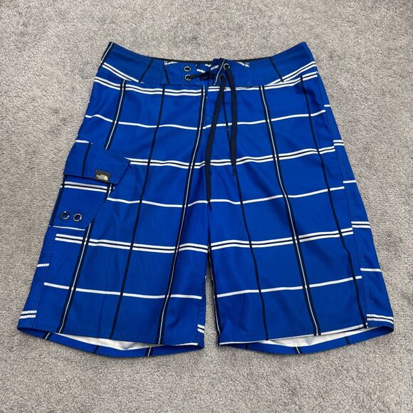 The North Face Cargo Board Shoarts Swim Trunks Mens 30 Blue Plaid Outdoor Summer - Picture 1 of 16